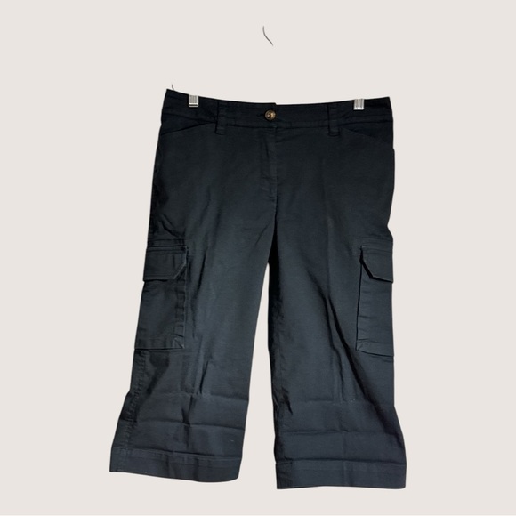 Apostrophe Pants - Apostrophe Petite Capri Cropped Black Cargo Pants Size 6P
